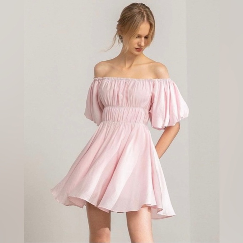J.ing pink off-the-shoulder princess dress
